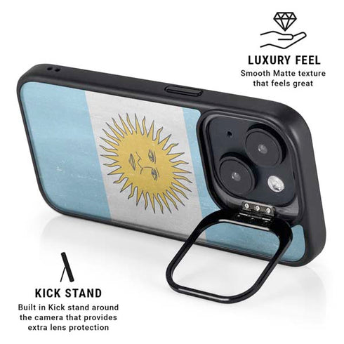 Argentina Flag Distressed iPhone 15 Plus Kickstand Case